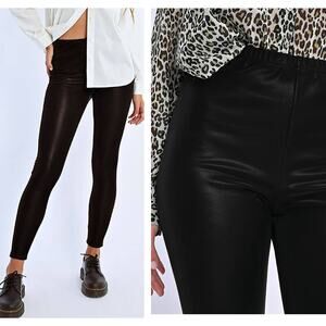 Lili Sidonio X Molly Bracken Womens Black Sheen Leggings Size Medium Black NWT